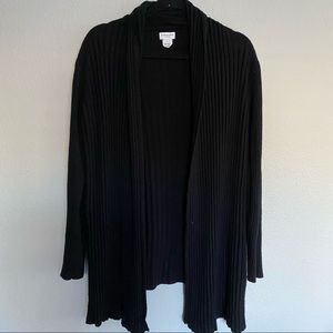 club monaco black cashmere open ribbed cardigan